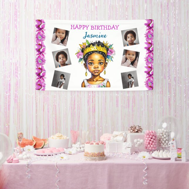 Personalised Birthday Girl Princess of Colour Banner (Party)