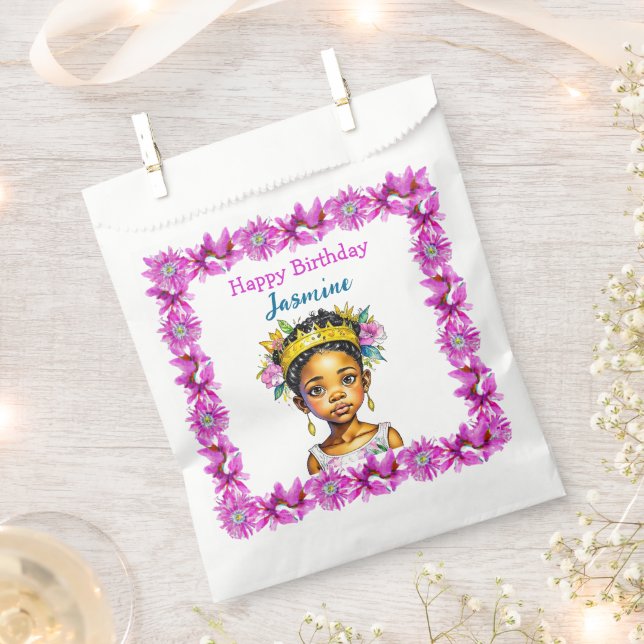 Personalised Birthday Girl Princess of Colour Favour Bags (Clipped)