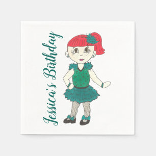 Personalised Birthday Girl Tap Dance Recital Teal Napkin