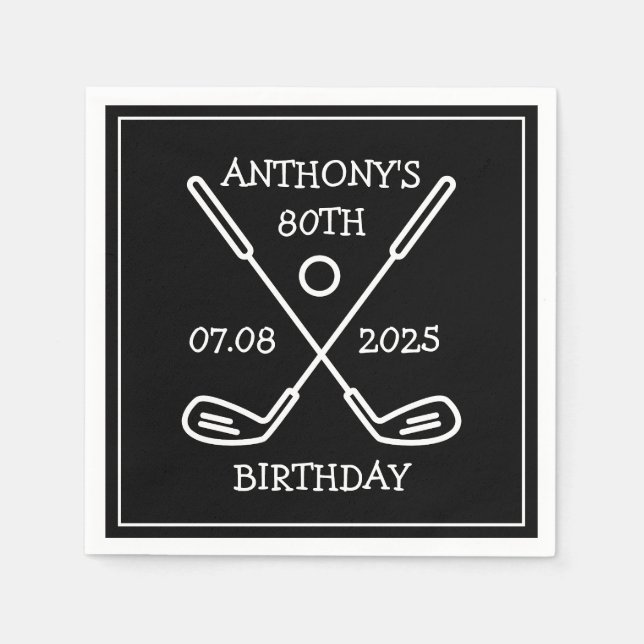Personalised Birthday Golfer 80th happy Dad Par Napkin (Front)
