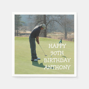 Personalised Birthday Golfer 90th Photo Dad Par Napkin
