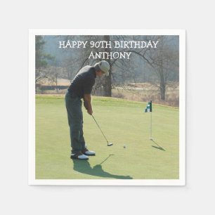 Personalised Birthday Golfer 90th Photo Dad Par Napkin