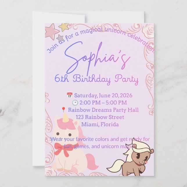 Personalised Birthday Invitation | Custom Birthday (Front)