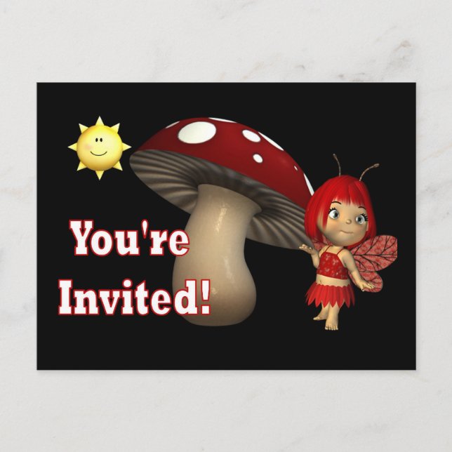 Personalised Birthday Invitation postcards fairy (Front)