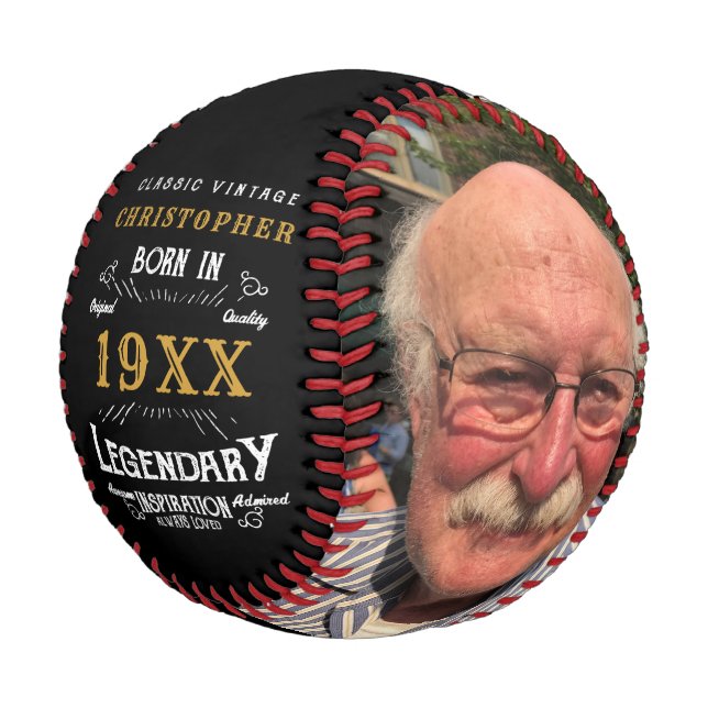 Personalised Birthday Monogram Legendary Father Baseball (Angled)