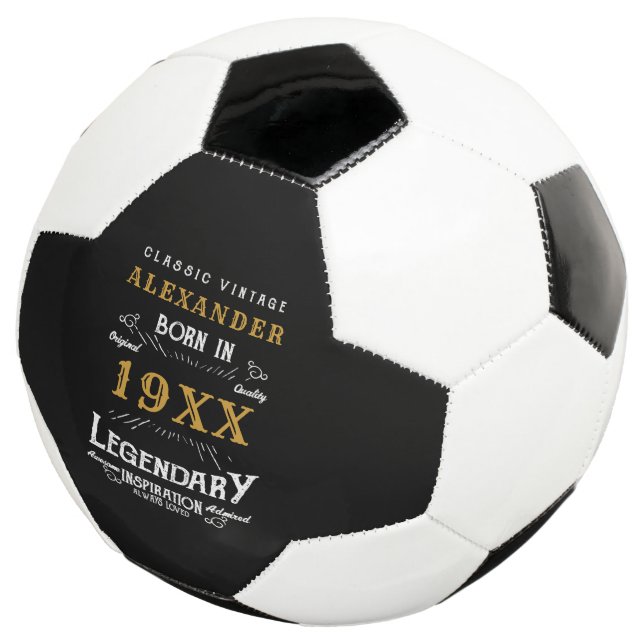 Personalised Birthday Monogram Legendary Father Soccer Ball (Three Quarter)