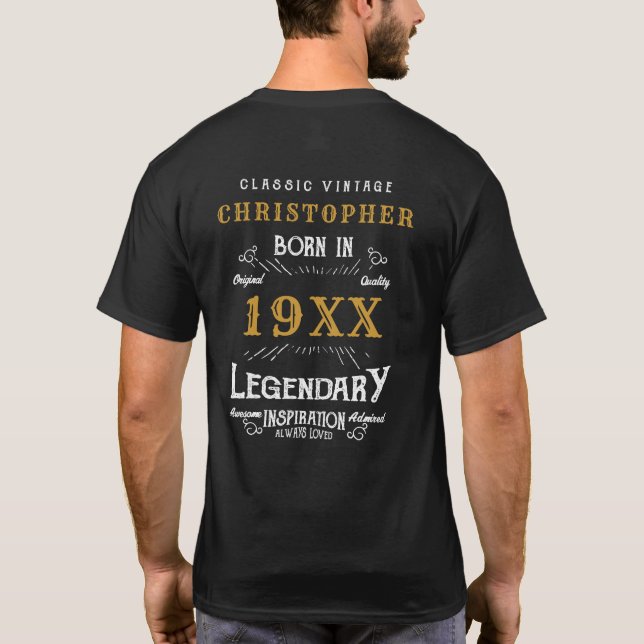 Personalised Birthday Monogram Legendary Father T-Shirt (Back)