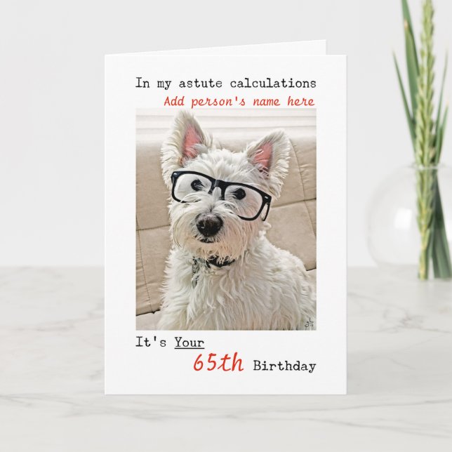 Personalised Birthday, Name and Age, Westie Dog Card (Front)