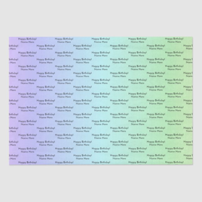 Personalised Birthday Name Elegant Rainbow Colours Tissue Paper (Front)