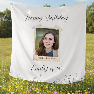 Personalised Birthday Name & Photo Flag Minimalist Tapestry