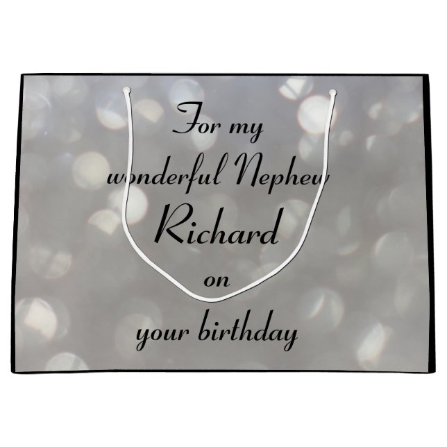 Personalised Birthday Nephew Large Gift Bag (Front)