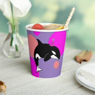Personalised Birthday Orca Killer Whale Paper Cups