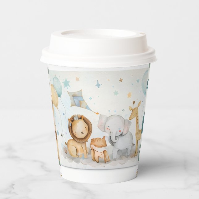 Personalised Birthday Paper Cups – Safari, Space (Front)
