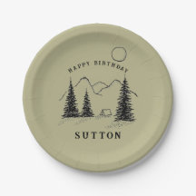 Personalised Birthday Paper Plates Camping 