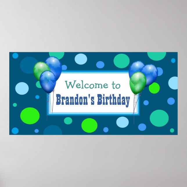 Personalised Birthday Party Banner for Boy Poster (Front)