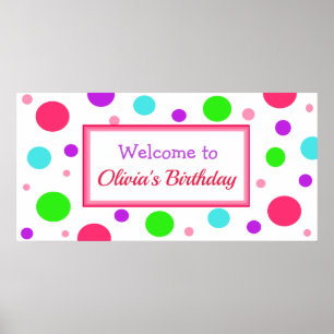 Personalised Birthday Party Banner for Girl Poster