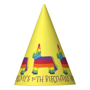 Personalised Birthday Party Favour Rainbow Pinata Hat