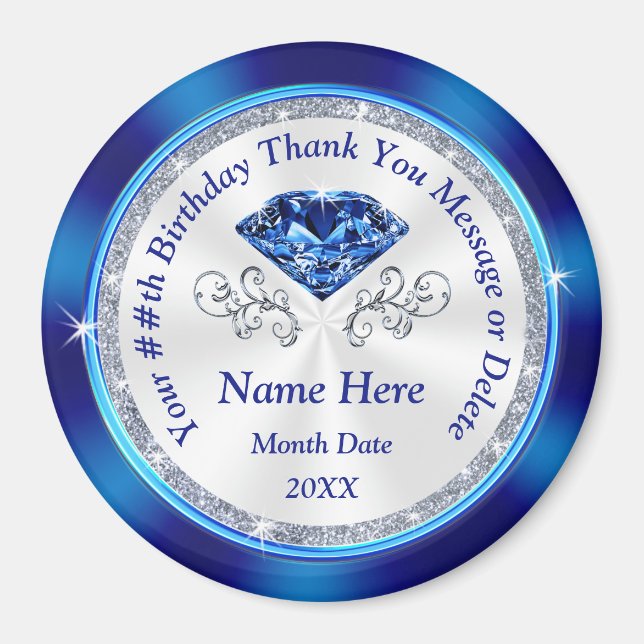 Personalised Birthday Party Favours, ANY YEAR Magnet (Front)