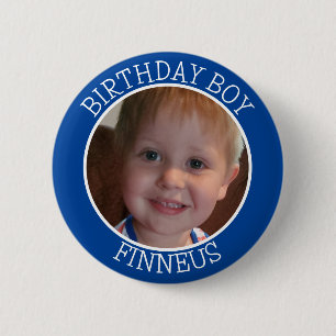 Personalised Birthday Party for Boy Name and Photo 6 Cm Round Badge