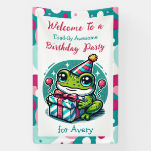 Personalised Birthday Party Frog Themed Welcome Banner