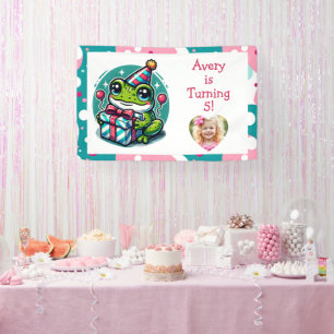 Personalised Birthday Party Frog Themed Welcome Banner