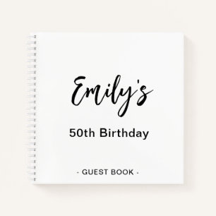 Personalised Birthday Party Guest Book Black White