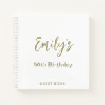 Personalised Birthday Party Guest Book Gold White<br><div class="desc">Personalise this stylish Birthday party guest book. Simply add your custom name in handwriting script on the front. Add your custom name and date on the back of the book. A unique gift for yourself,  friends and family.</div>