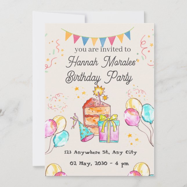  Personalised Birthday Party Invitation  (Front)