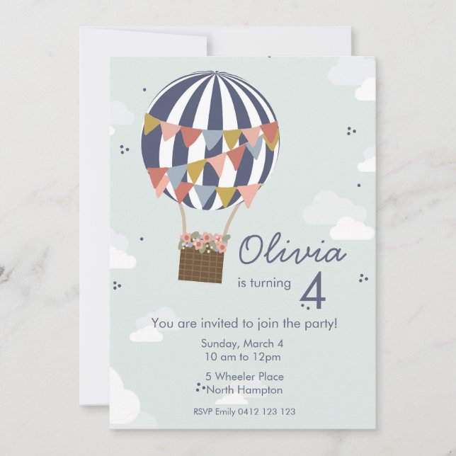 Personalised Birthday Party Invitation Balloons (Front)