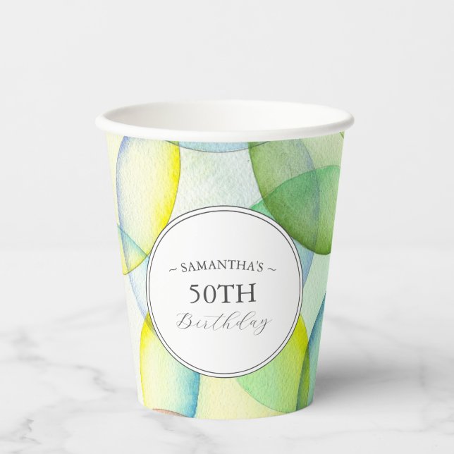 Personalised Birthday Party Paper Cups Colourful (Front)
