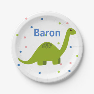 Personalised Birthday Party Plates with Dinosaur