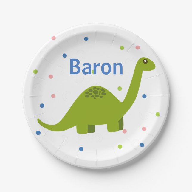 Personalised Birthday Party Plates with Dinosaur (Front)
