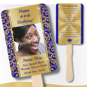 Personalised, Birthday Party Programs for Adults,  Hand Fan