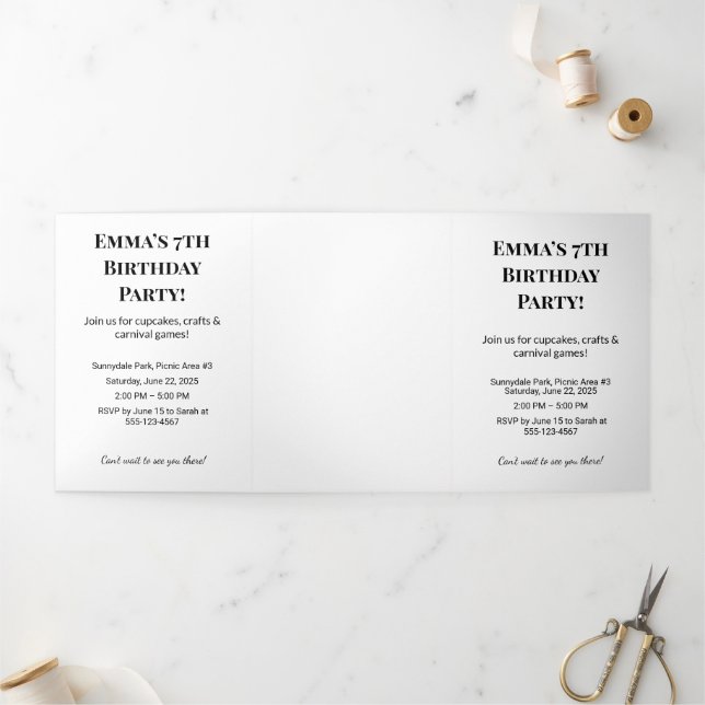 Personalised Birthday Party Trifold Letter Fold (Outside)