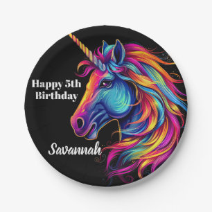 Personalised Birthday Party Unicorn Fantasy Paper Plate