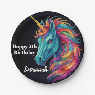 Personalised Birthday Party Unicorn Fantasy Paper Plate