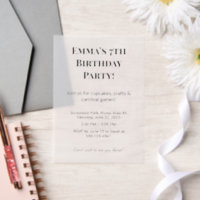 Personalised Birthday Party Vellum Overlays