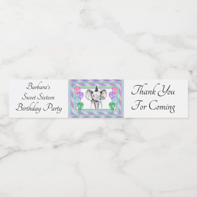 Personalised Birthday Party Water Bottle Label (Single Label)