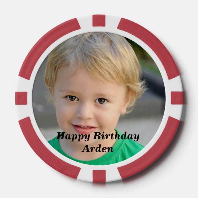 Personalised Birthday Photo Poker Chips (Front)