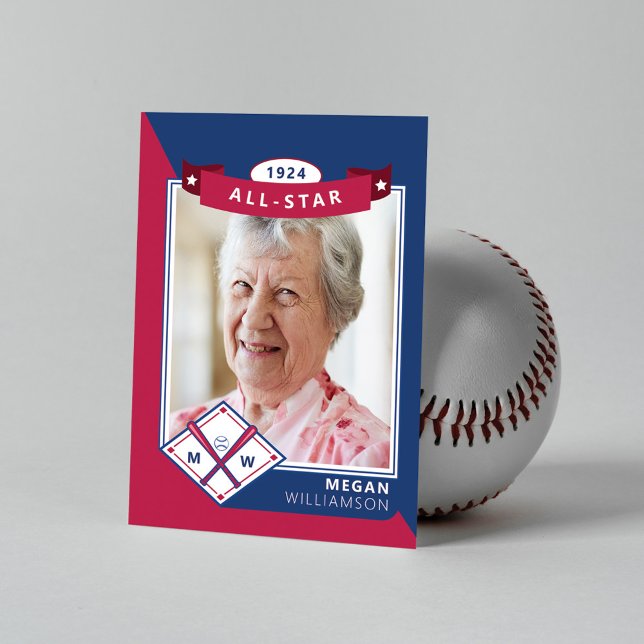 Personalised Birthday Photo & Stats Baseball Card (Creator Uploaded)