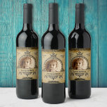 Personalised Birthday Photo Template Vintage Retro Wine Label<br><div class="desc">Vintage retro distressed style milestone party supplies wine labels. An elegant birthday party idea. Template provided so easily personalised. Note the photo will be the same colours as you use. The design is also available with other age milestones. Matching party supplies (Banners,  posters,  paper plates,  napkins etc) also available.</div>
