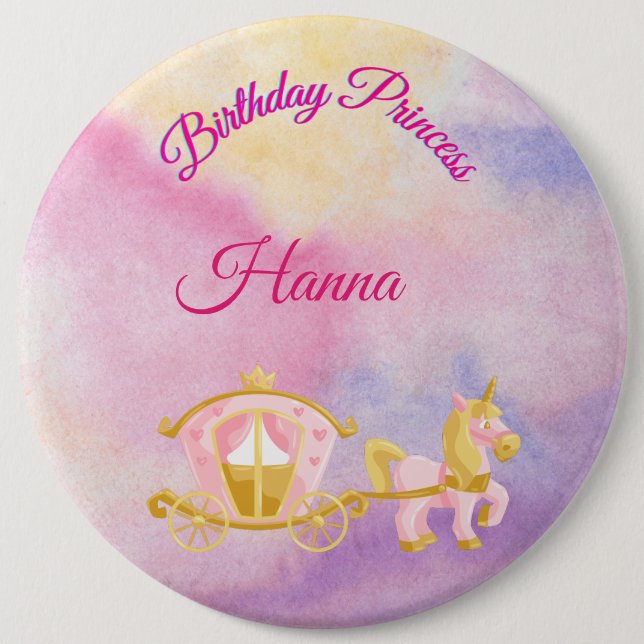 Personalised Birthday Princess Button (Front)