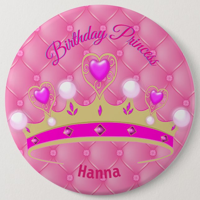 Personalised Birthday Princess  Button (Front)
