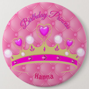 Personalised Birthday Princess Button