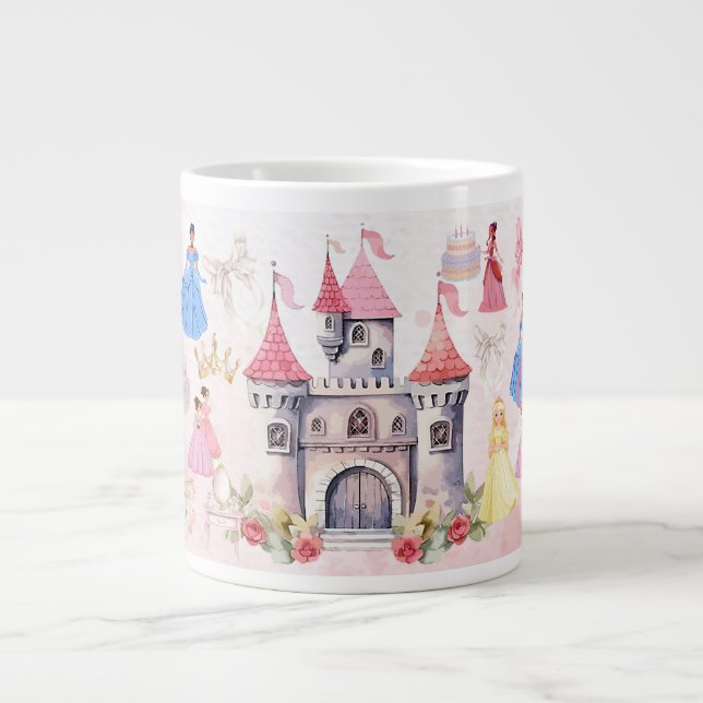Personalised birthday princess mug, large coffee mug (Front)