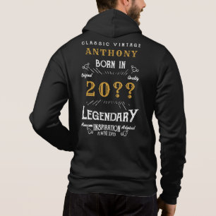Personalised Birthday Retro Vintage Monogram Black Hoodie