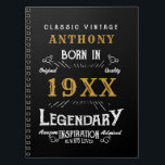 Personalised Birthday Retro Vintage Monogram Notebook<br><div class="desc">Add your name and any year birthday design. Easy to do with the template provided. More gifts and party supplies available with the "Legendary" design in the store.</div>