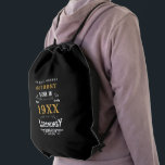 Personalised Birthday Retro Vintage Monogram Retra Drawstring Bag<br><div class="desc">Add your name and any year birthday design. Easy to do with the template provided. More gifts and party supplies available with the "Legendary" design in the store.</div>