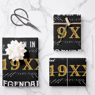 Personalised Birthday Retro Vintage Monogram Wrapping Paper Sheet