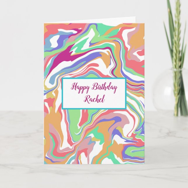 Personalised Birthday | Sherbert Marble Card (Front)